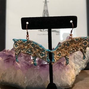 Leather embossed pig earrings